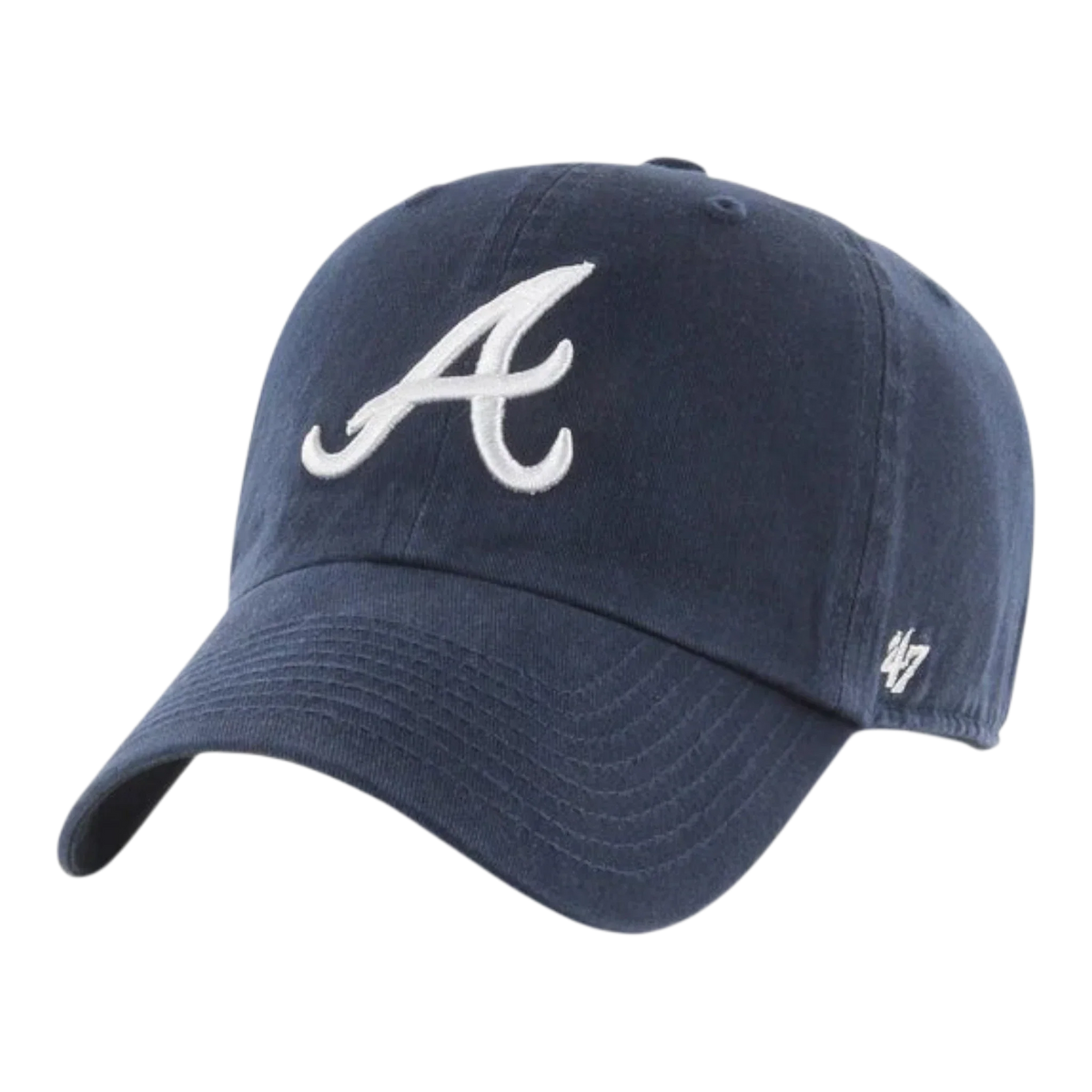 47 Brand Clean Up Atlanta Braves Strapback Hat — Navy Adjustable Cap – product view 1