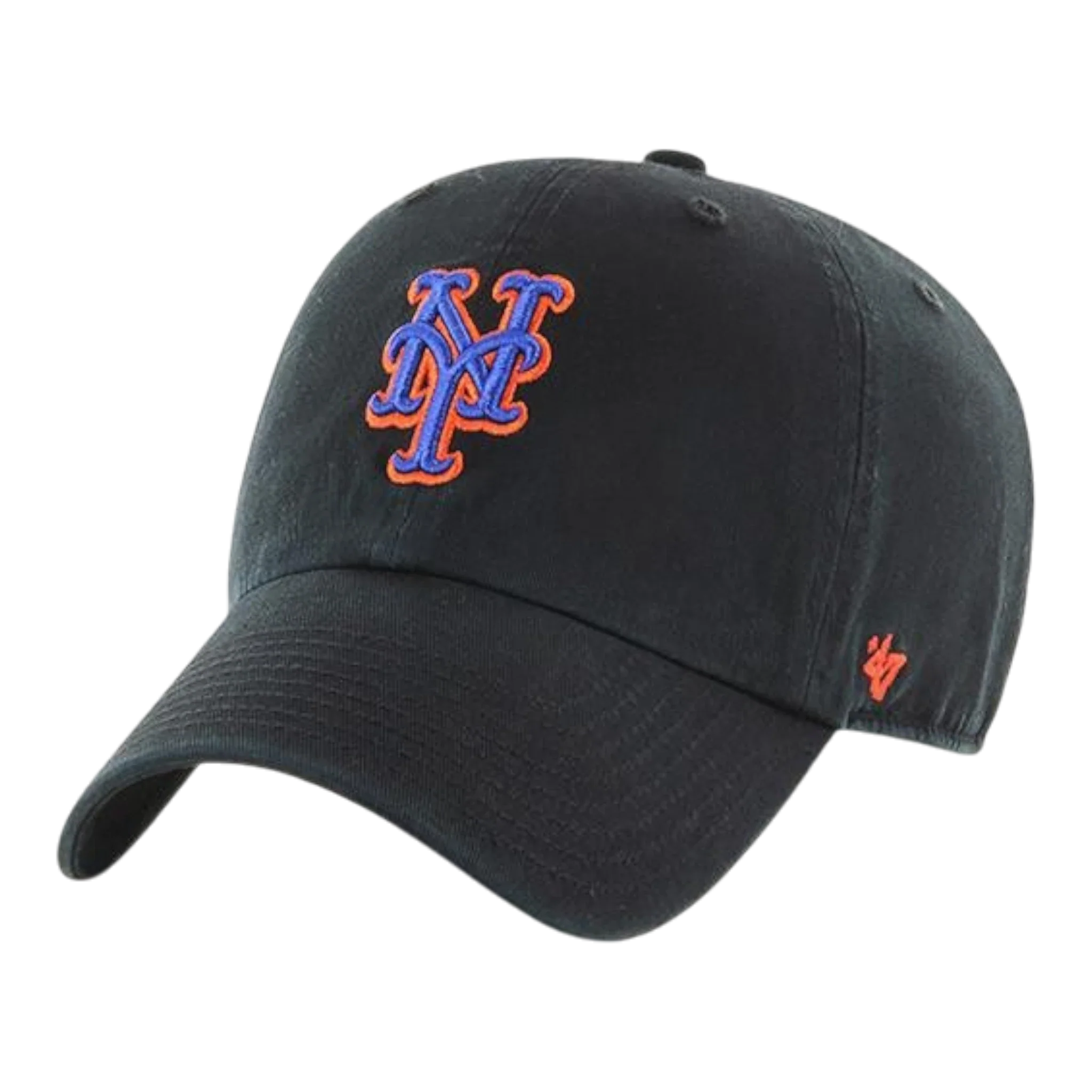 47 Brand Clean Up New York Mets Strapback Hat — Black Adjustable Cap