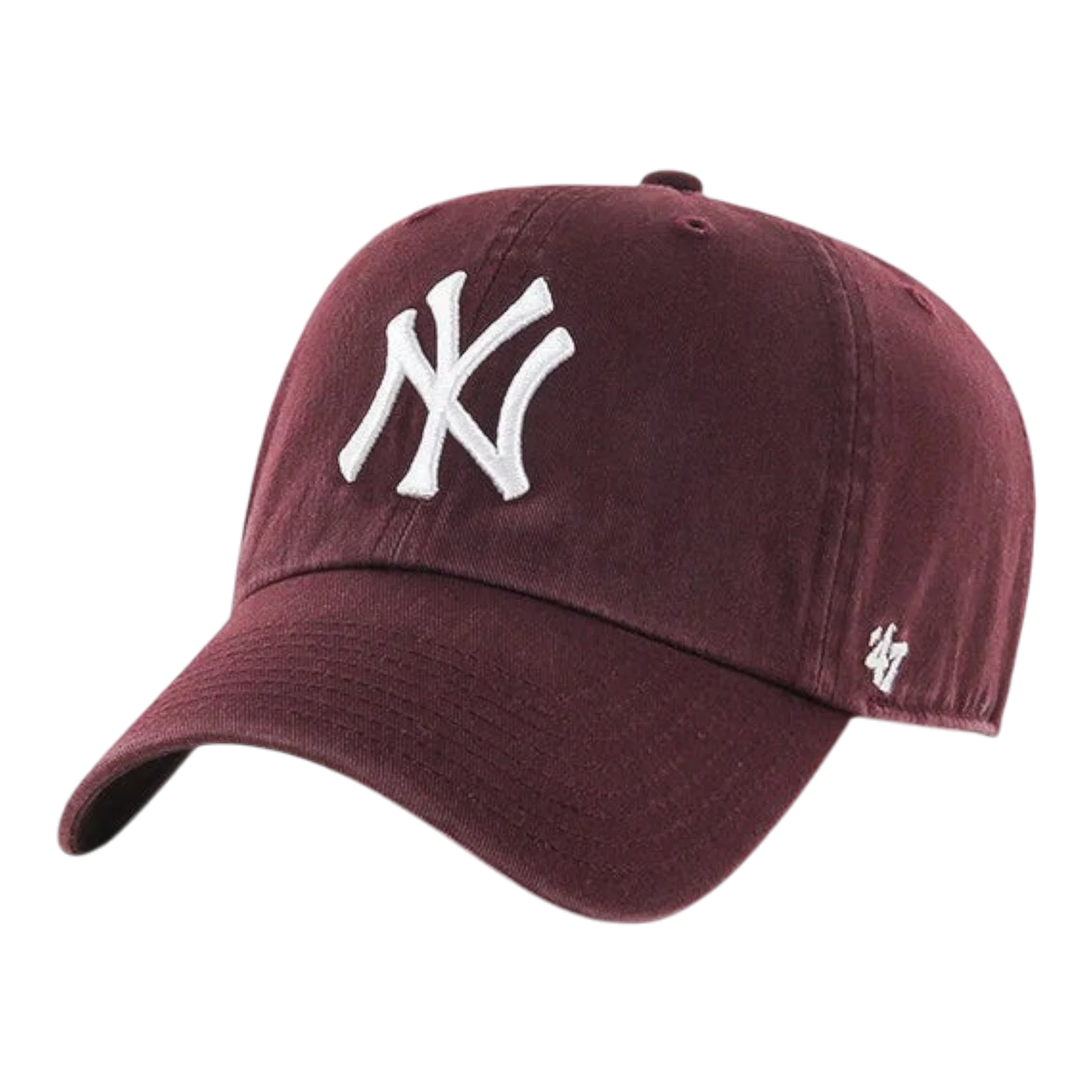 47 Brand Clean Up New York Yankees Strapback Hat — Dark Maroon Adjustable Cap
