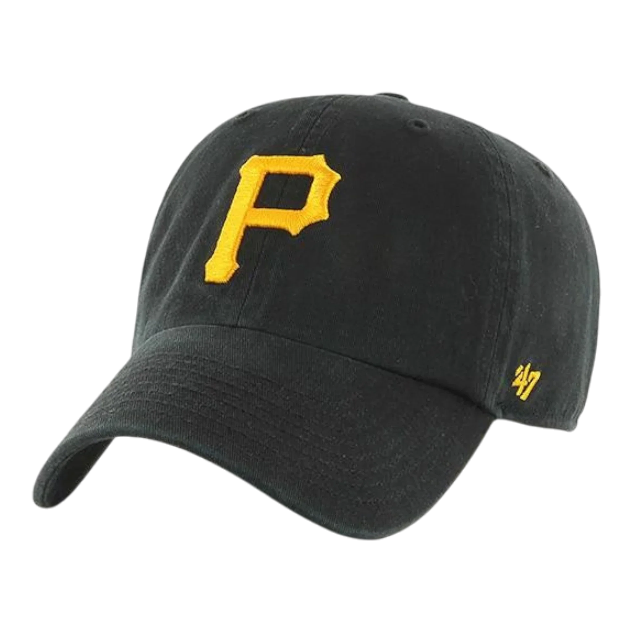 47 Brand Clean Up Pittsburgh Pirates Strapback Hat — Black Adjustable Cap