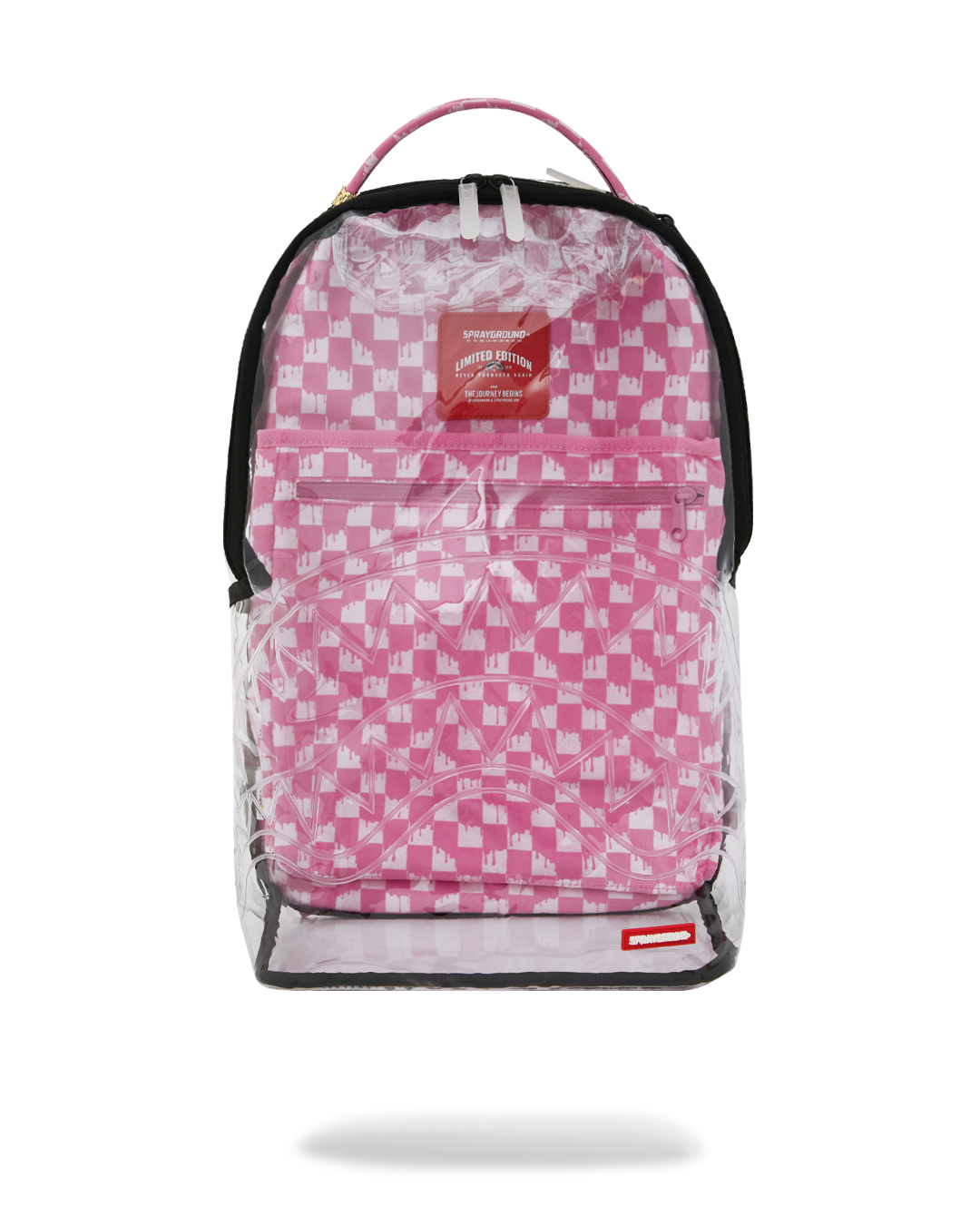 Sprayground Pink Check Clear Mouth Backpack — Pink