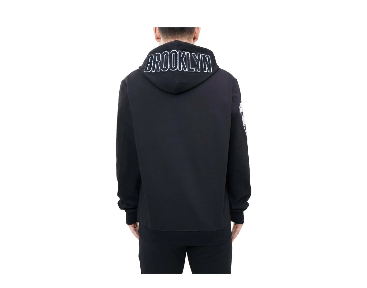 Pro Standard NBA Brooklyn Nets Logo Blended Men's Hoodie — Black – product view 4