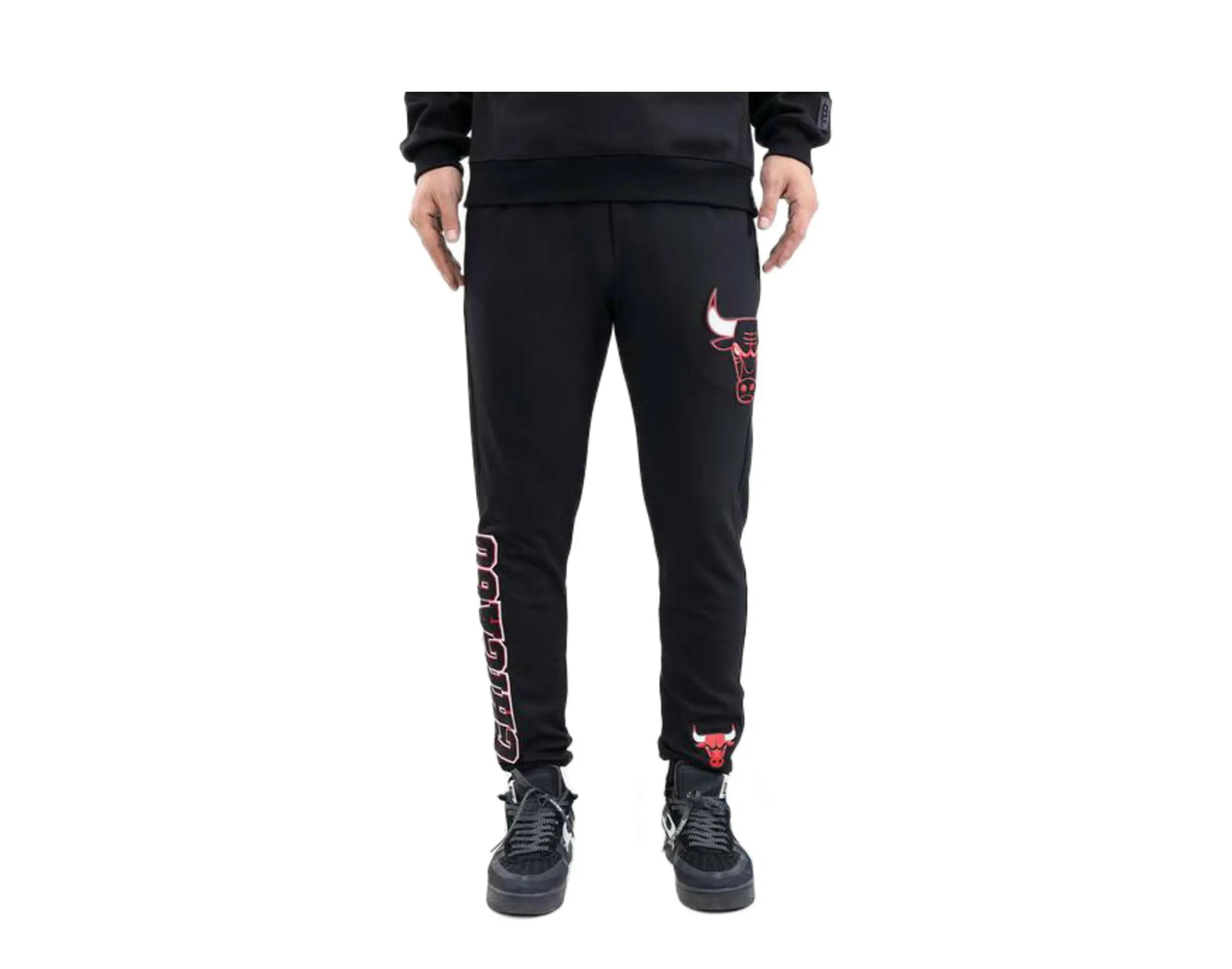 Pro Standard Chicago Bulls Logo Men's Jogger Pants — Black/Red