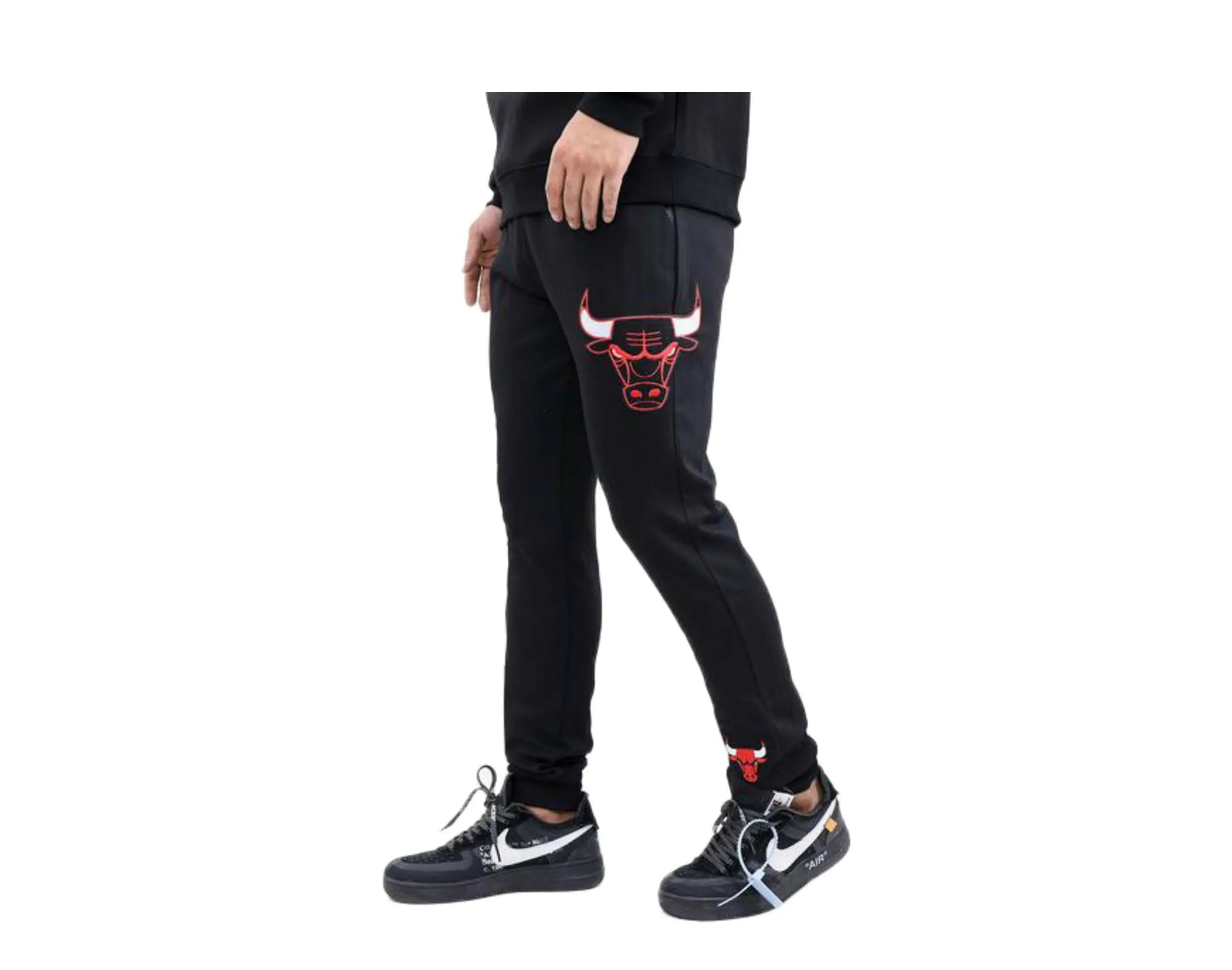 Pro Standard Chicago Bulls Logo Men's Jogger Pants — Black/Red