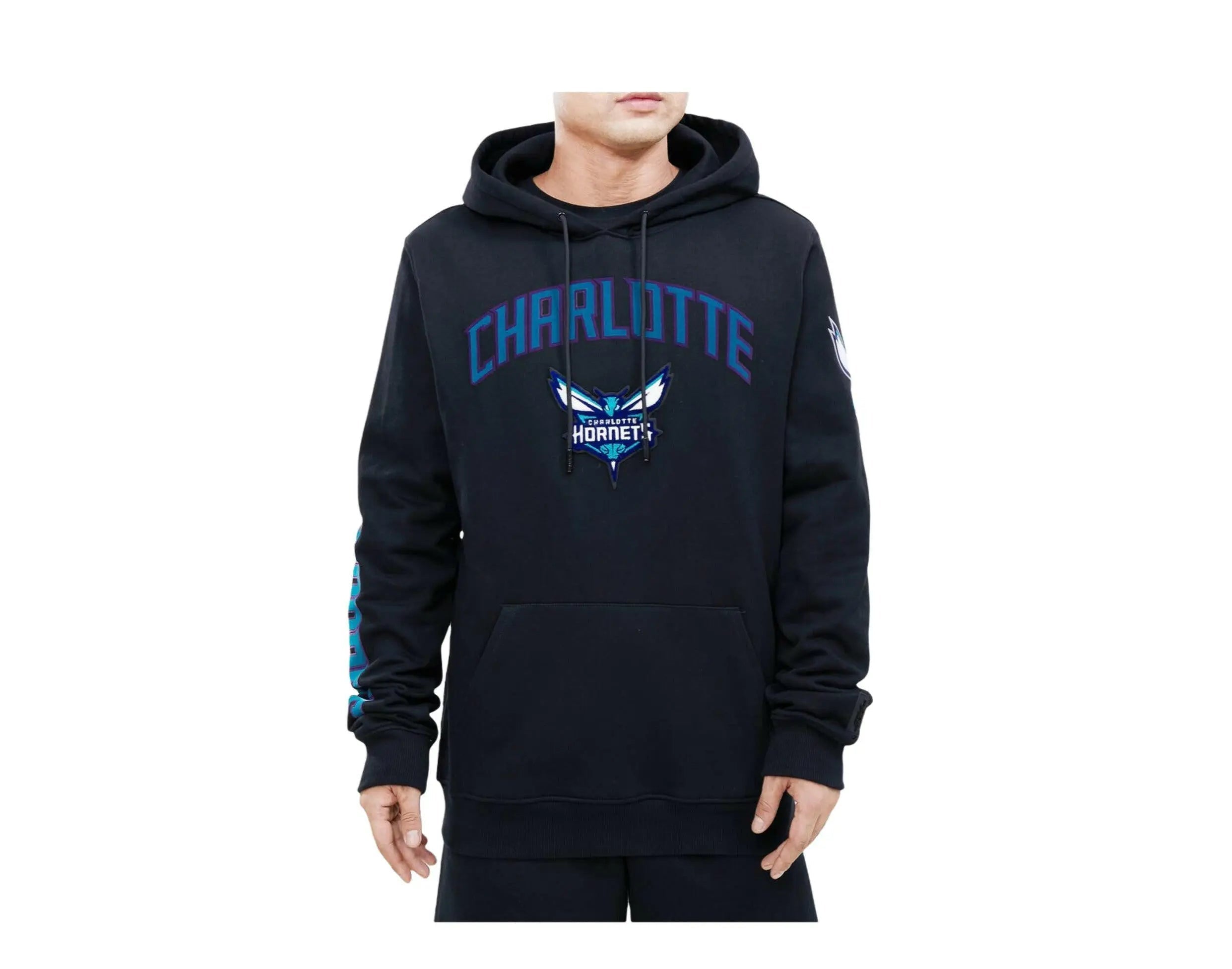 Pro Standard NBA Charlotte Hornets Stacked Logo Pullover Men's Hoodie — Black