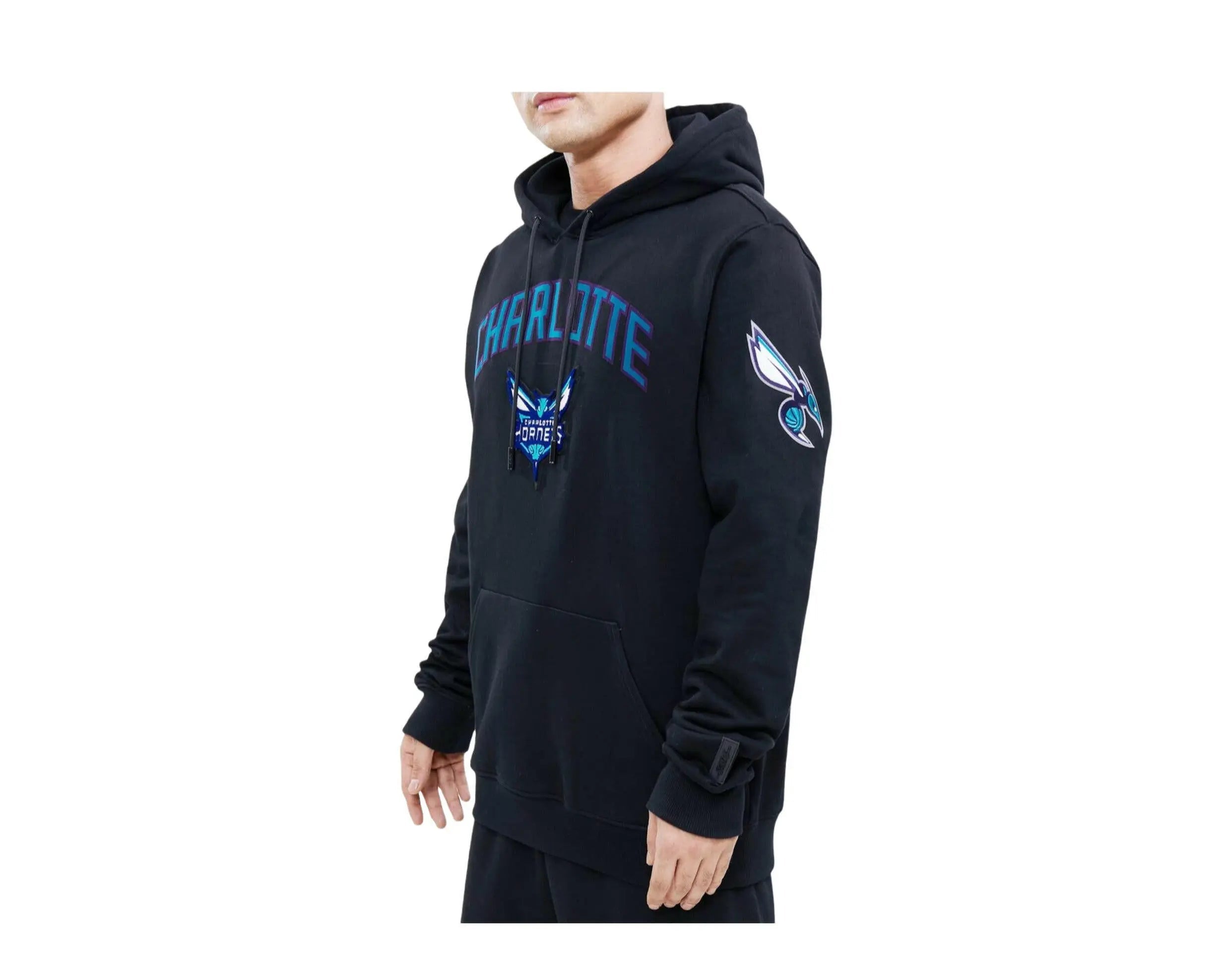 Pro Standard NBA Charlotte Hornets Stacked Logo Pullover Men's Hoodie — Black