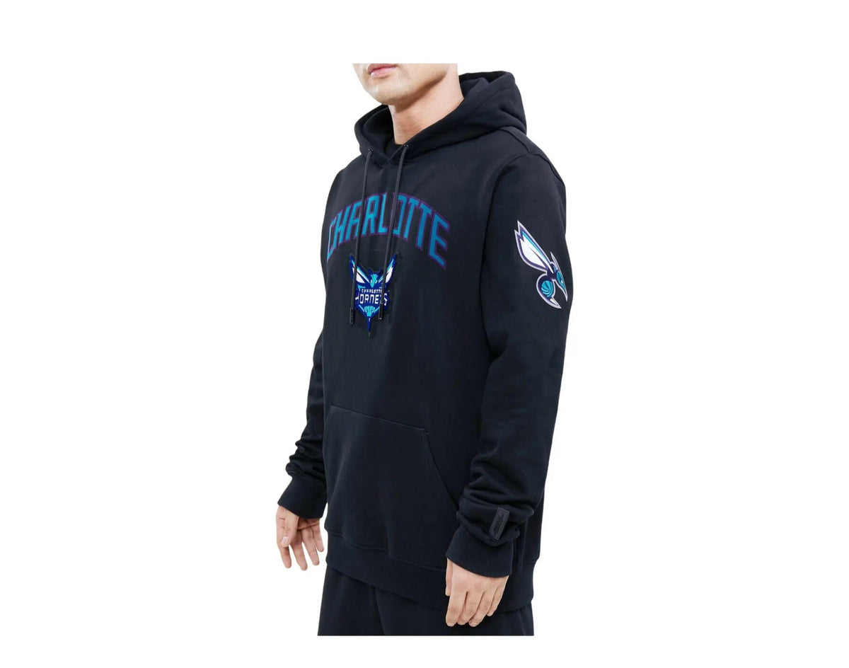 Pro Standard NBA Charlotte Hornets Stacked Logo Pullover Men's Hoodie - Black – product view 2