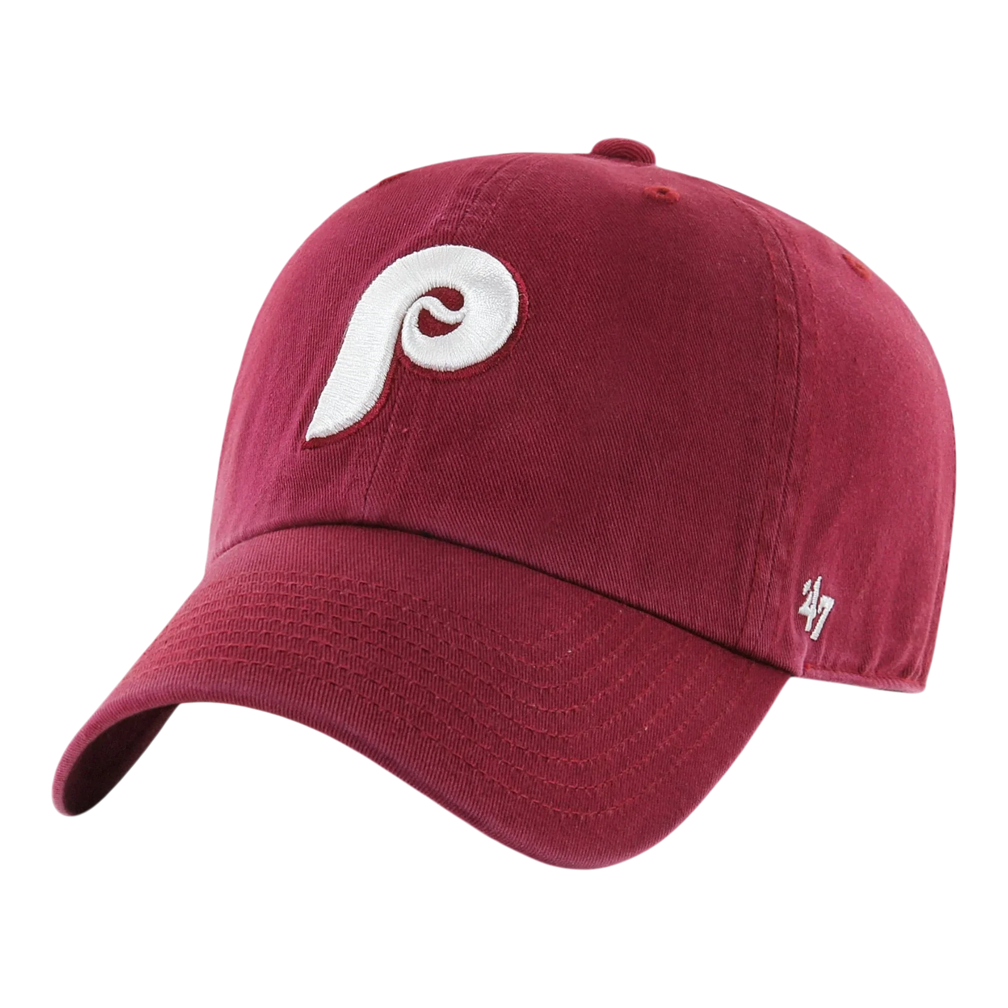 47 Brand Clean Up Philadelphia Phillies Cooperstown Strapback Hat — Cardinal Red Adjustable Cap