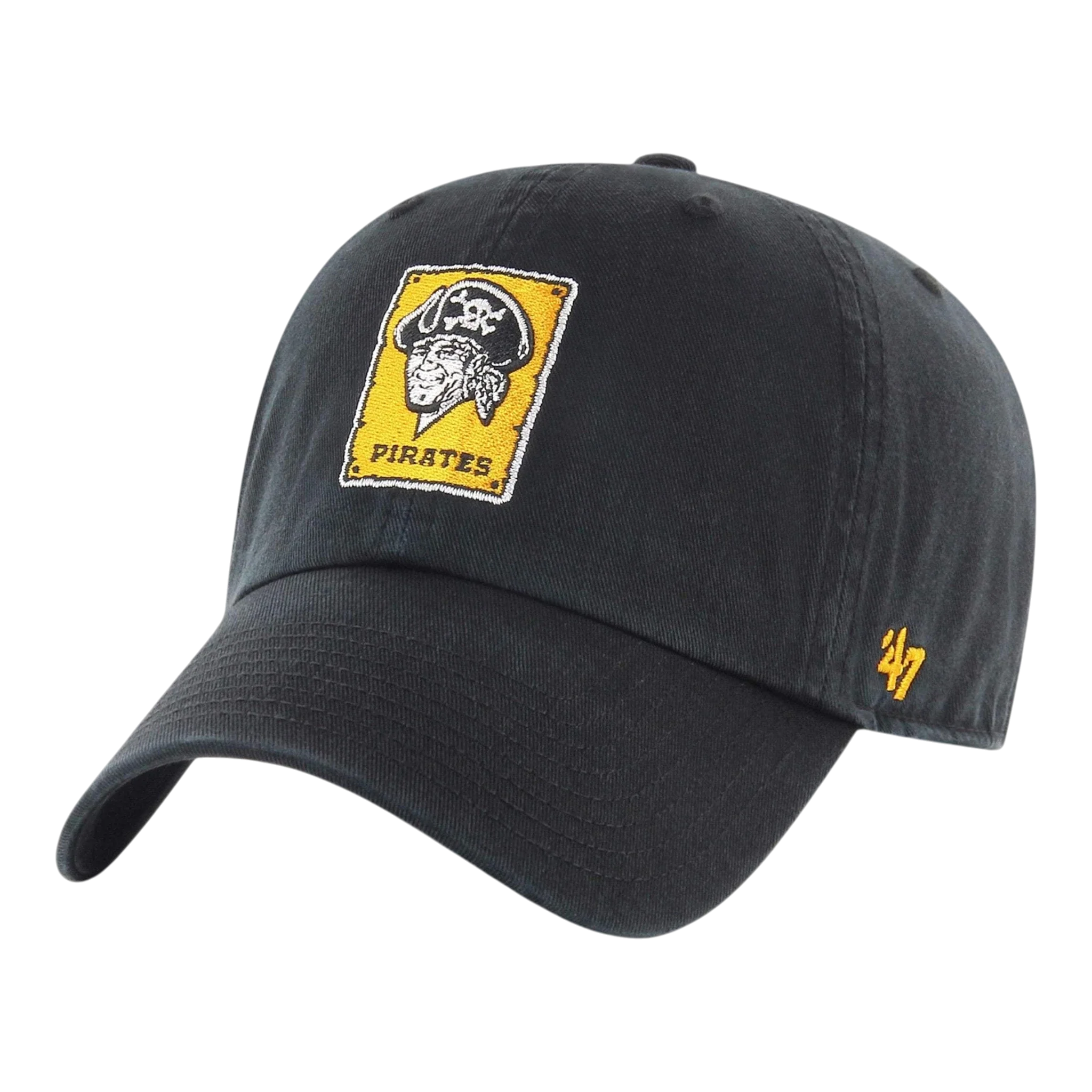 47 Brand Clean Up Pittsburgh Pirates Cooperstown Strapback Hat β Black Adjustable Cap
