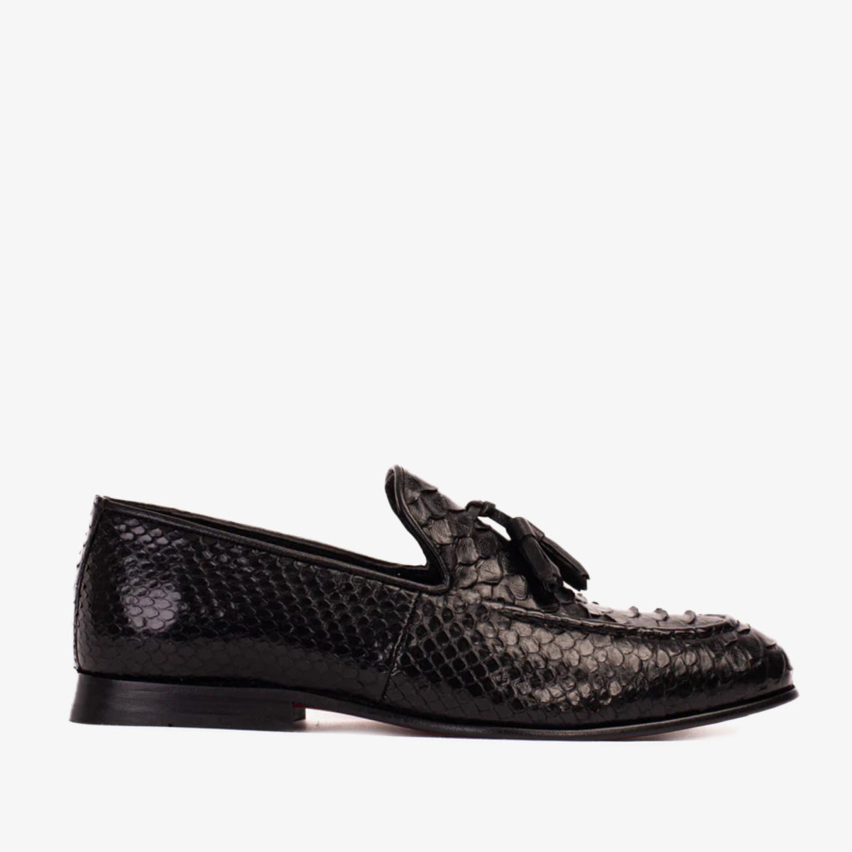 The Bethesda Black Pyhtn Skin Leather Tassel Loafer Men Shoe