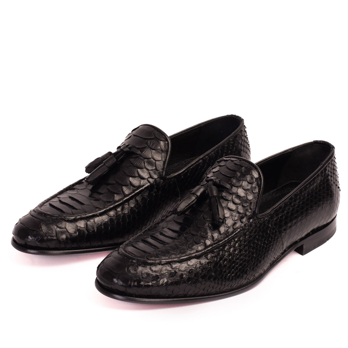 The Bethesda Black Pyhtn Skin Leather Tassel Loafer Men Shoe