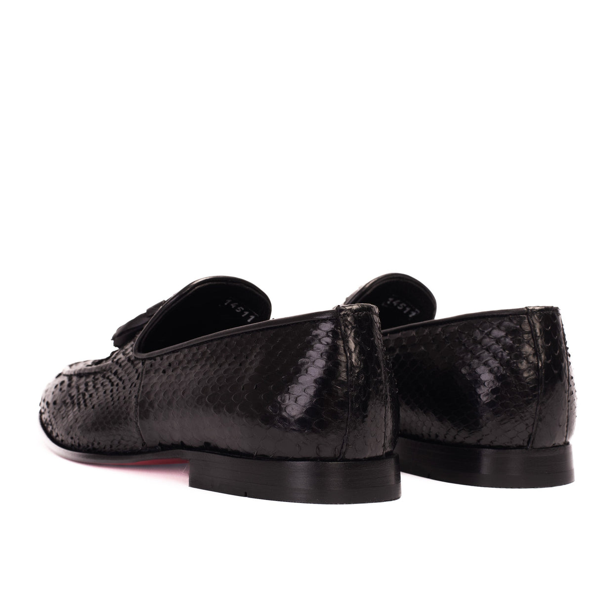 The Bethesda Black Pyhtn Skin Leather Tassel Loafer Men Shoe