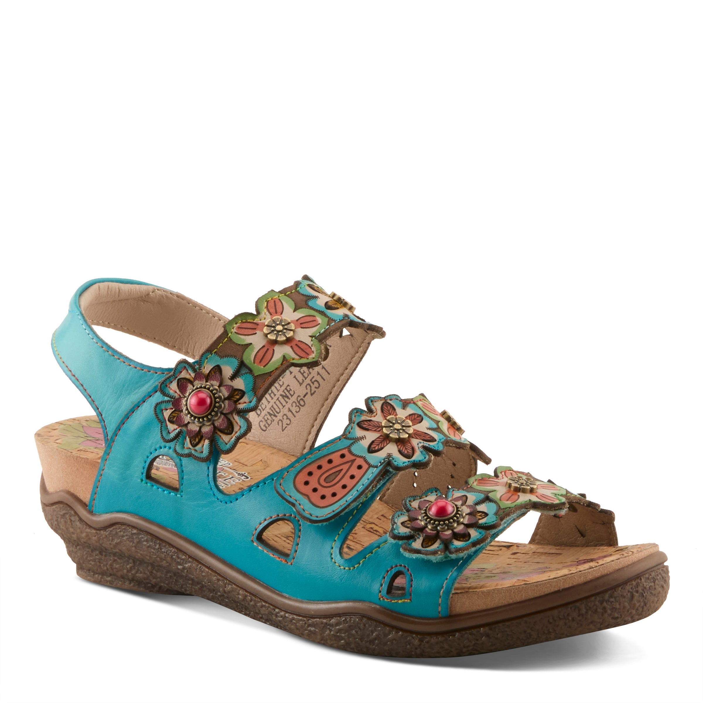 L'Artiste L'ARTISTE BETHIE SANDALS sandal in turquoise multi with handcrafted leather design