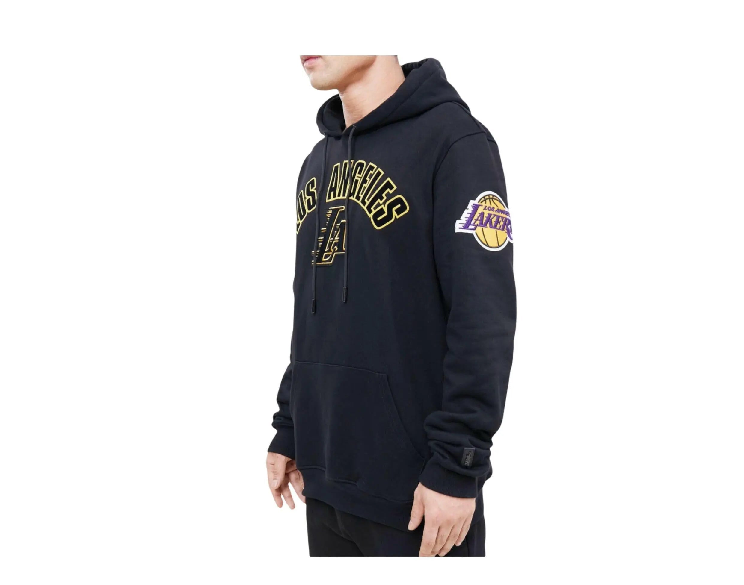 Pro Standard NBA Los Angeles Lakers Stacked Logo Men's Hoodie — Black