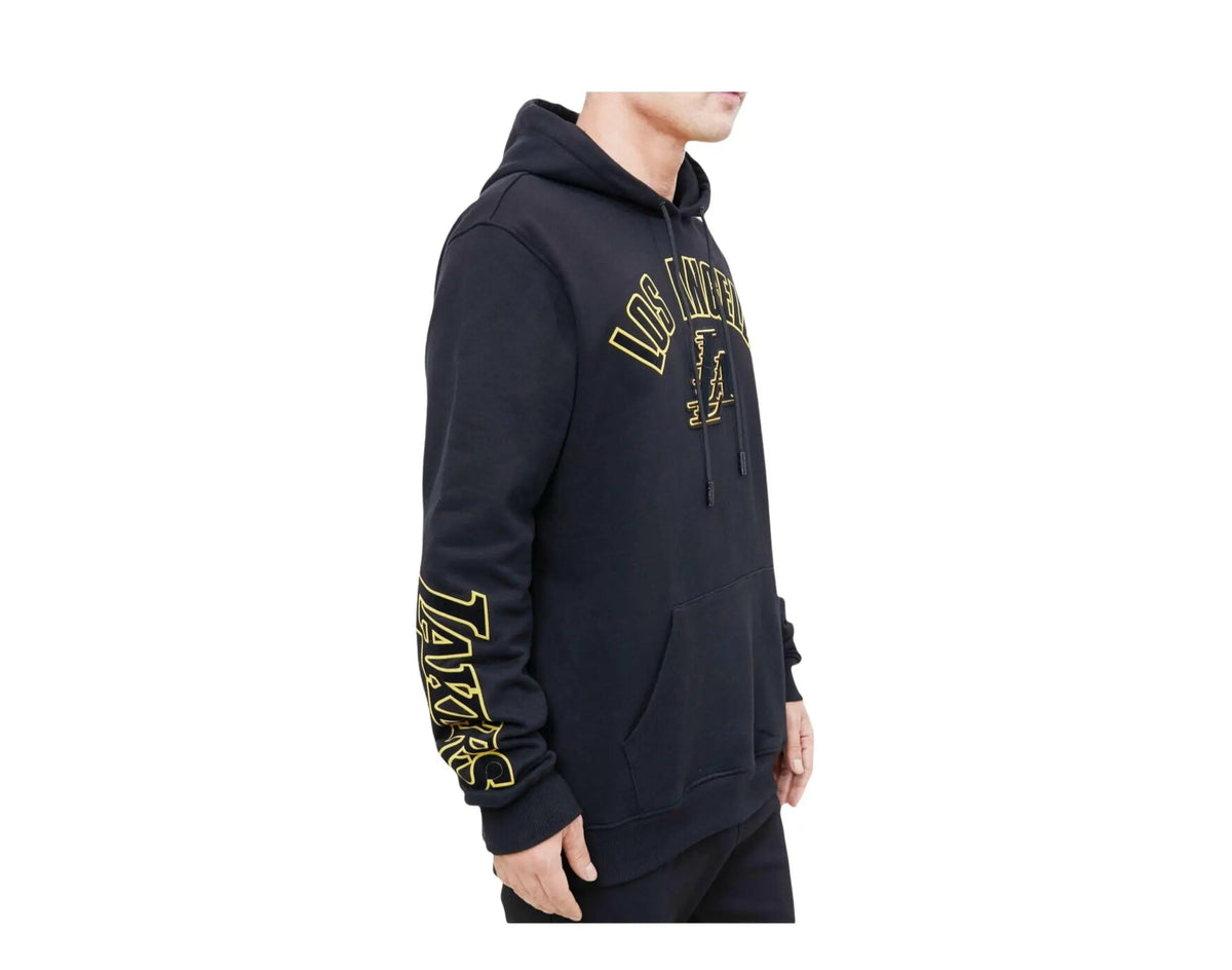 Pro Standard NBA Los Angeles Lakers Stacked Logo Men's Hoodie — Black – product view 3