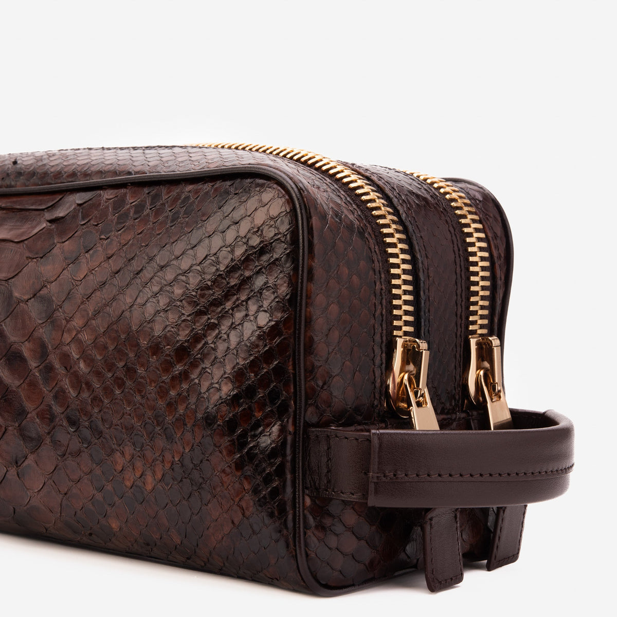 The Belluno Brown Python Leather Men’s Essentials Bag