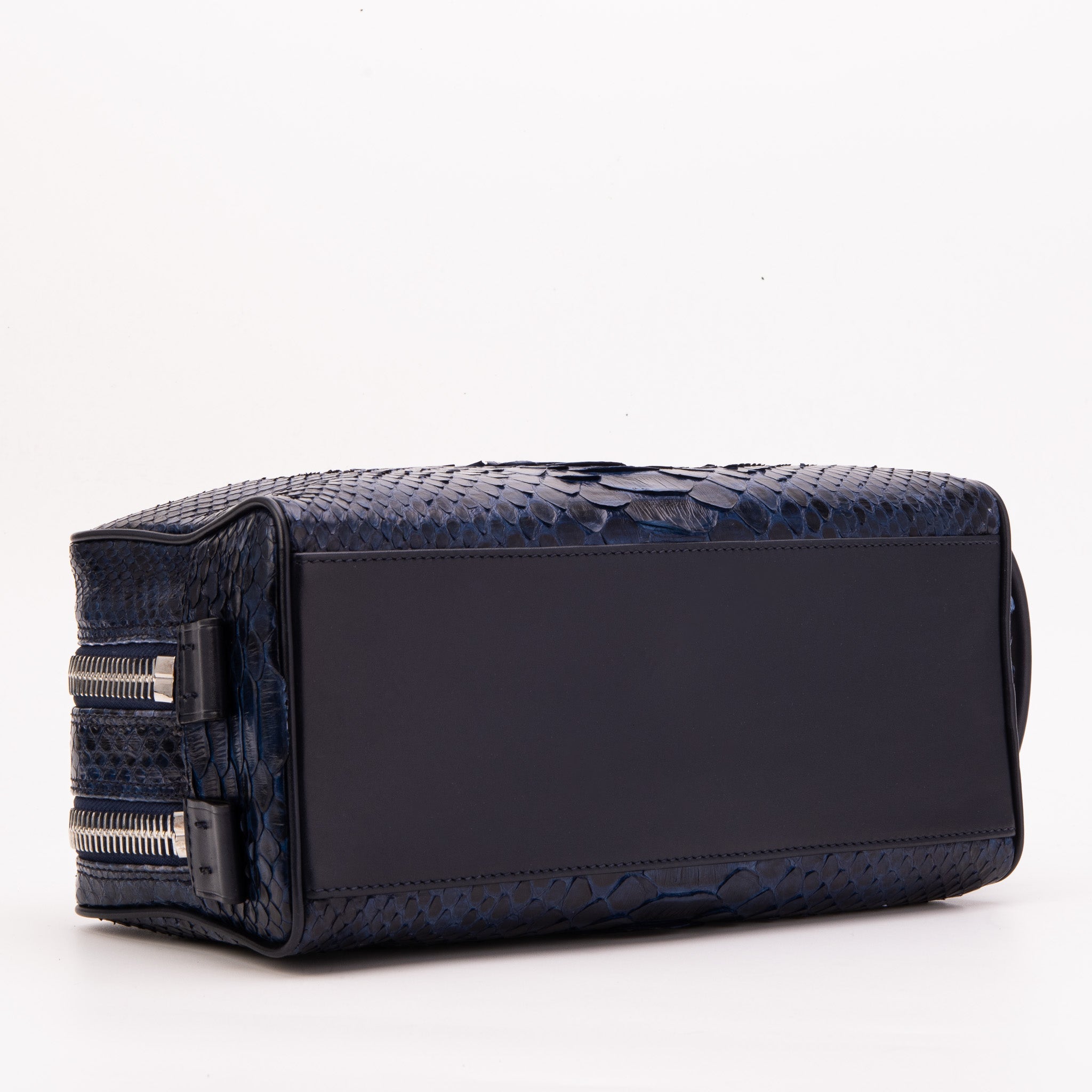 The Belluno Navy Blue Python Leather Men’s Essentials Bag