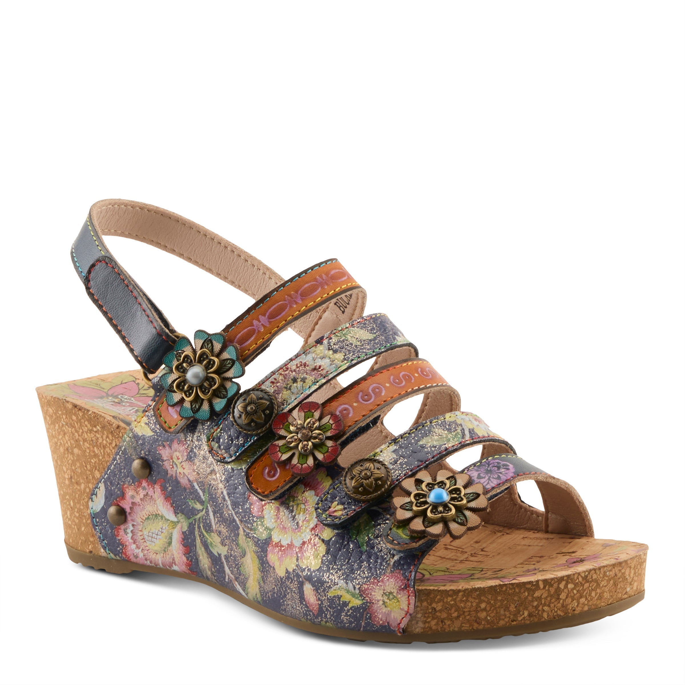 L'Artiste L'ARTISTE BUCKLEITUP SANDALS sandal in navy multi with handcrafted leather design