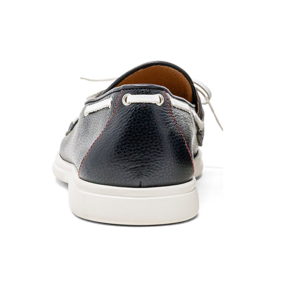 Del Toro Shoes Men's Black Pebbled Leather Barca Yacht Loafer