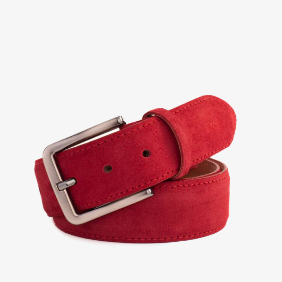 Vinci Leather The Bari Red Suede Leather Belt – product view 1