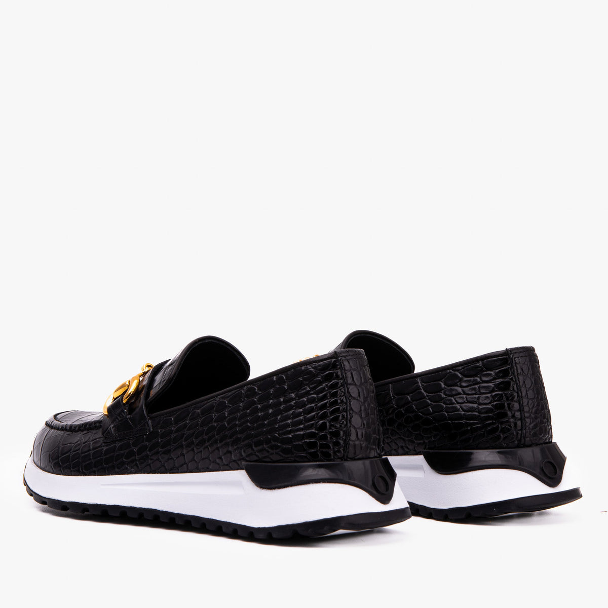 Vinci Leather The Milan Black Croc-Embossed Leather Women Sneaker – product view 3