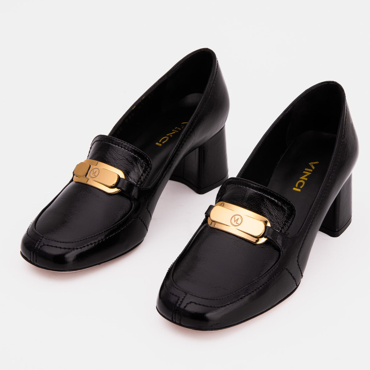 Vinci Leather The Victoria Black Leather Block Heel Pump Women Shoe – product view 2
