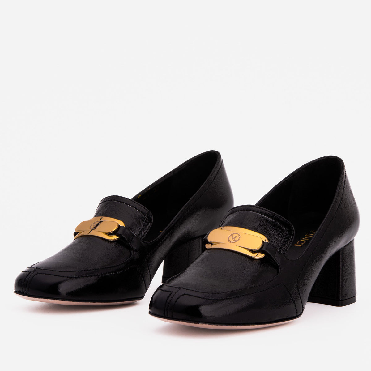 Vinci Leather The Victoria Black Leather Block Heel Pump Women Shoe – product view 5