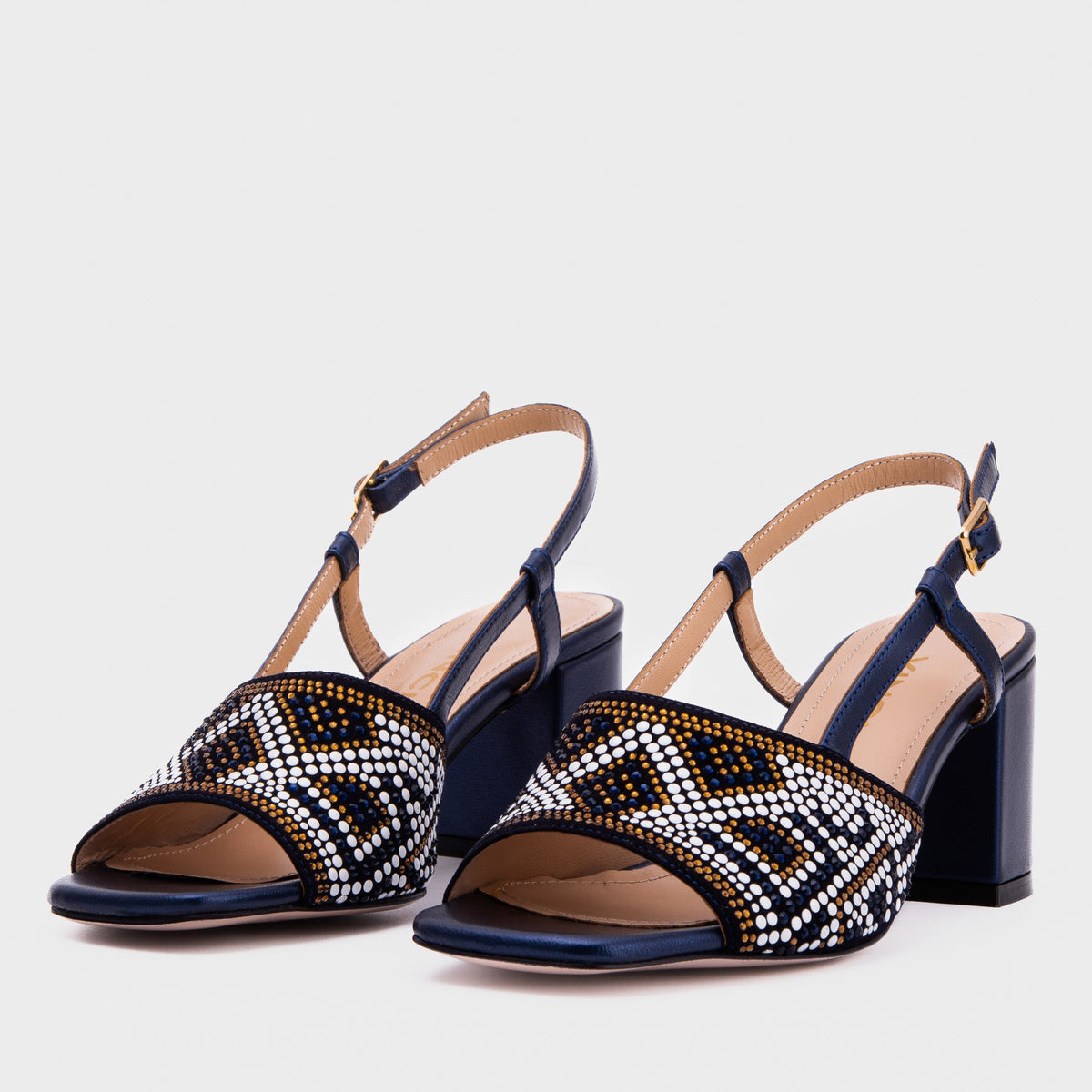 Vinci Leather The Nampula Navy Blue Leather Women Slingback Sandal – product view 2