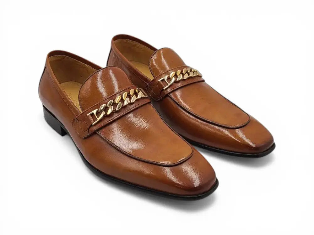 Carrucci Shoes Shoes Men's Beveled Squared Toe Calf Leather Loafer Bailey KS2241 01 front view