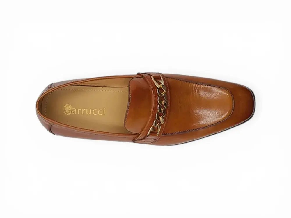 Carrucci Shoes Shoes Men's Beveled Squared Toe Calf Leather Loafer Bailey KS2241 01 detail view