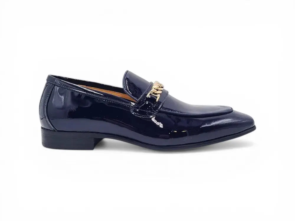 Carrucci Shoes Shoes Beveled Squared Toe Patent Leather Loafer KS2241 01P front view