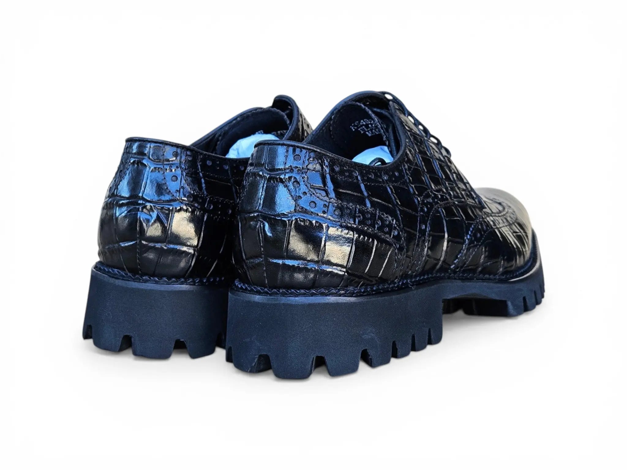 Carrucci Shoes Men's Blucher Alligator Embossed Oxford Calfskin Leather Ks482 11e