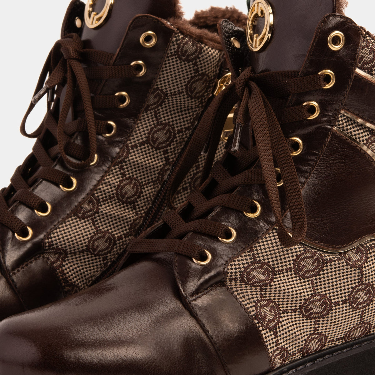 Vinci Leather The Boston Brown Leather Lace-Up Ankle Women Boot With a Side Zipper – product view 4