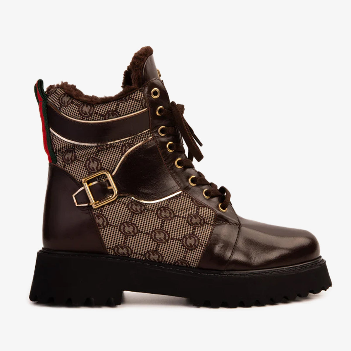 Vinci Leather The Boston Brown Leather Lace-Up Ankle Women Boot With a Side Zipper – product view 1