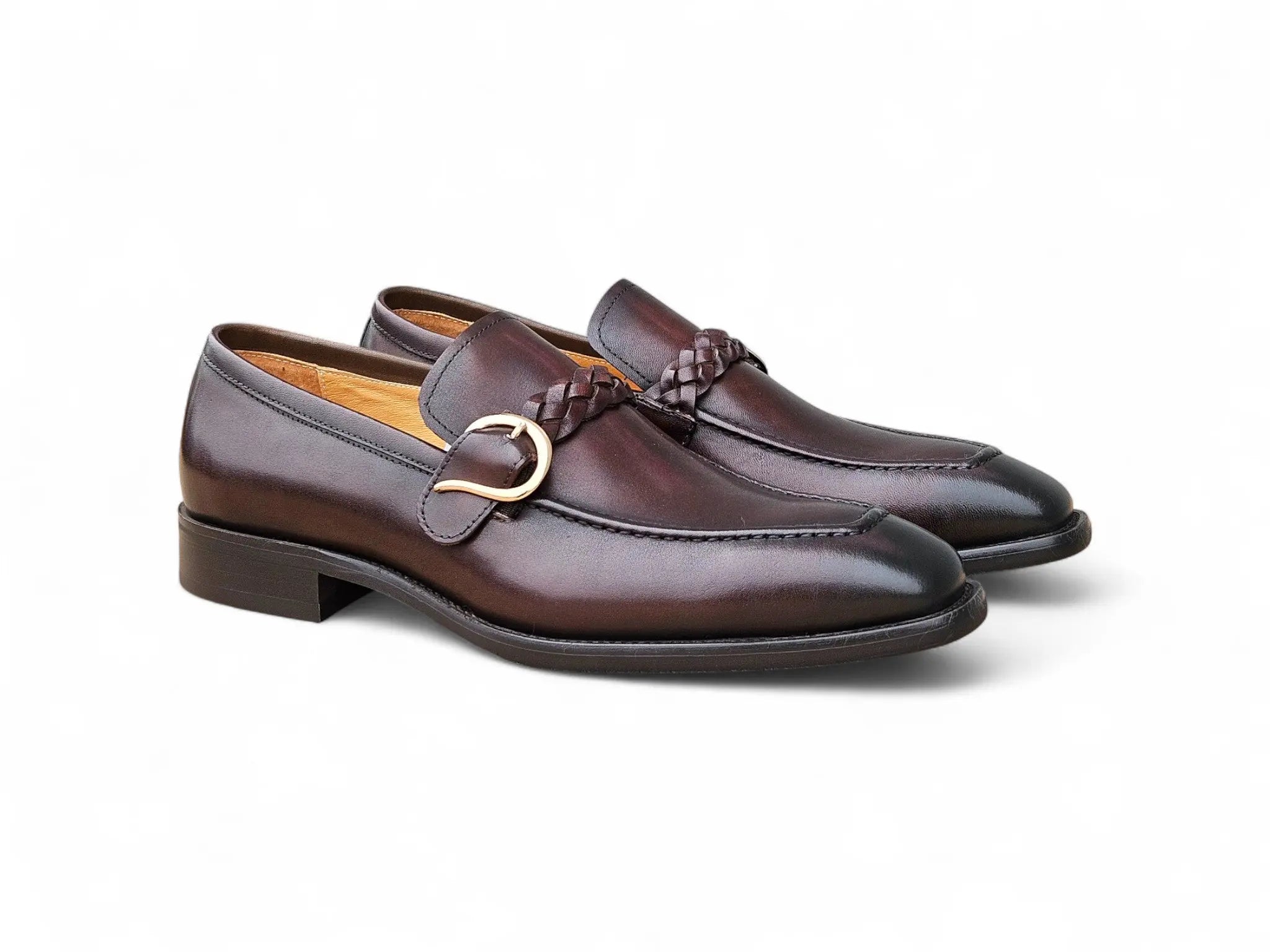 Carrucci Shoes Braided Bit Loafer Men's Leather Ks509 46 front view