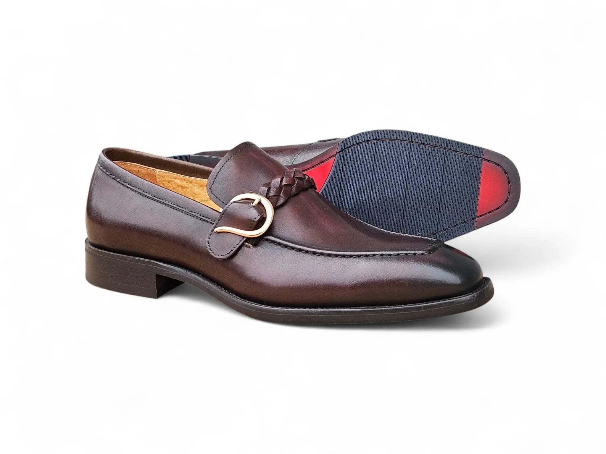Carrucci Shoes Braided Bit Loafer Men's Leather Ks509 46 back view