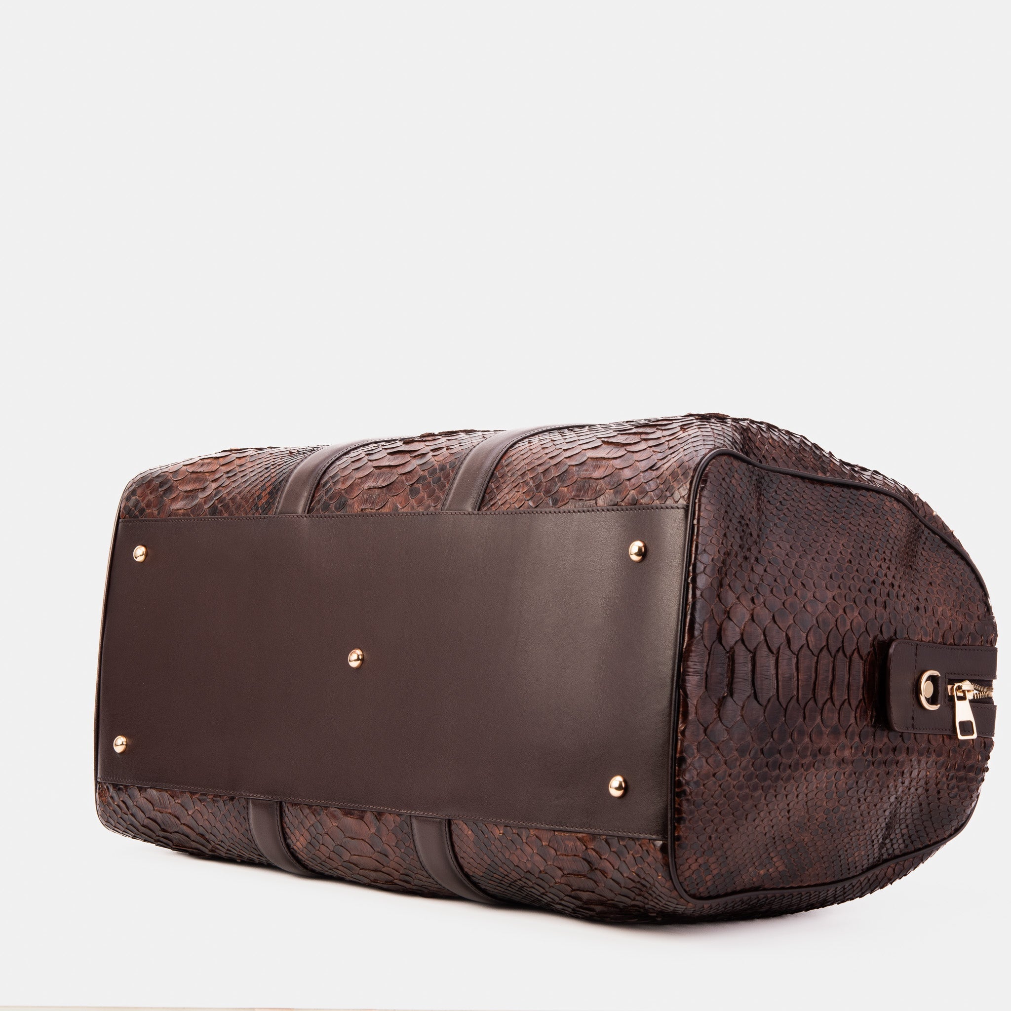 The Velar Brown Hand-Painted Python Leather Weekender Bag