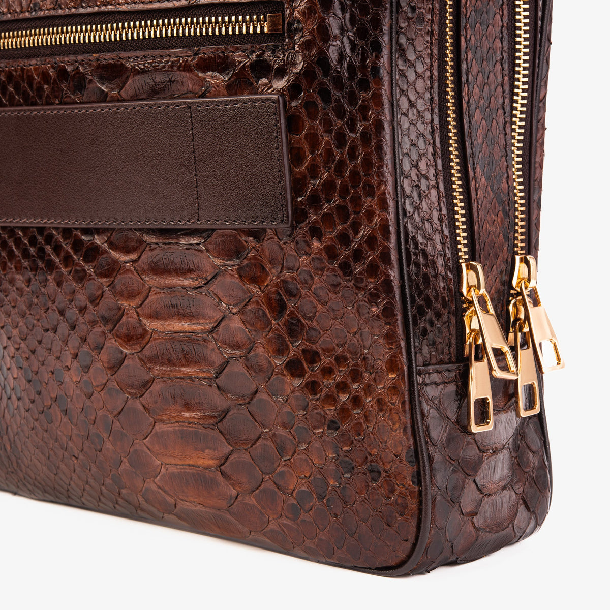 The Cortona Brown Python Leather Men’s Laptop Briefcase