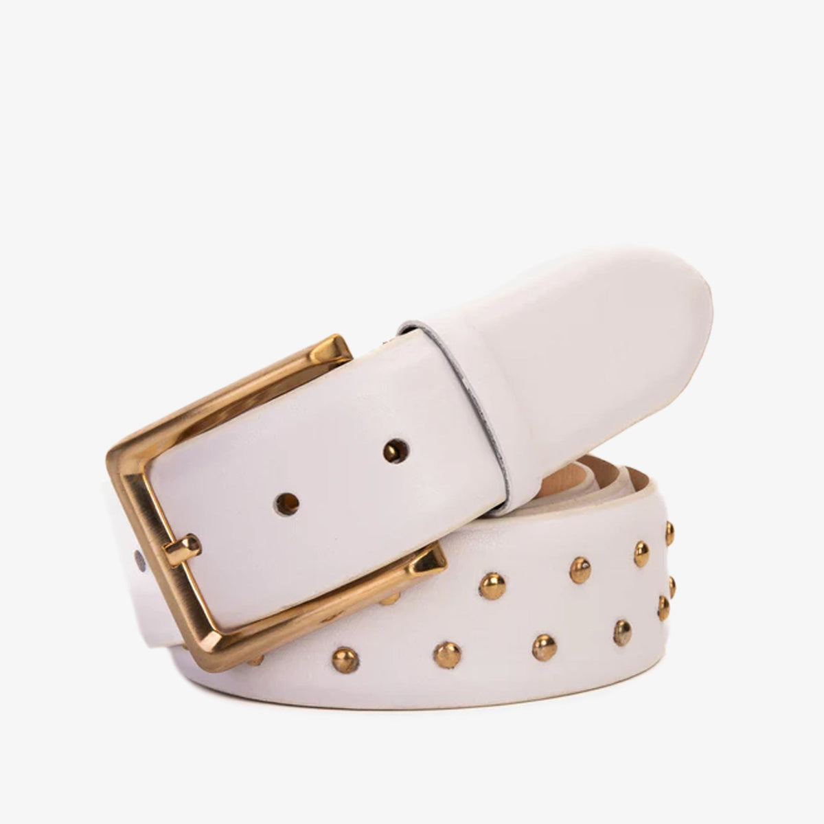 Vinci Leather The Jupiter White Leather Spike Leather Belt – product view 1