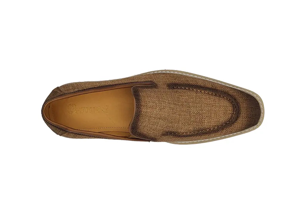 Carrucci Shoes Men's Burnished Linen Loafer Men’s Linen KS550 10F