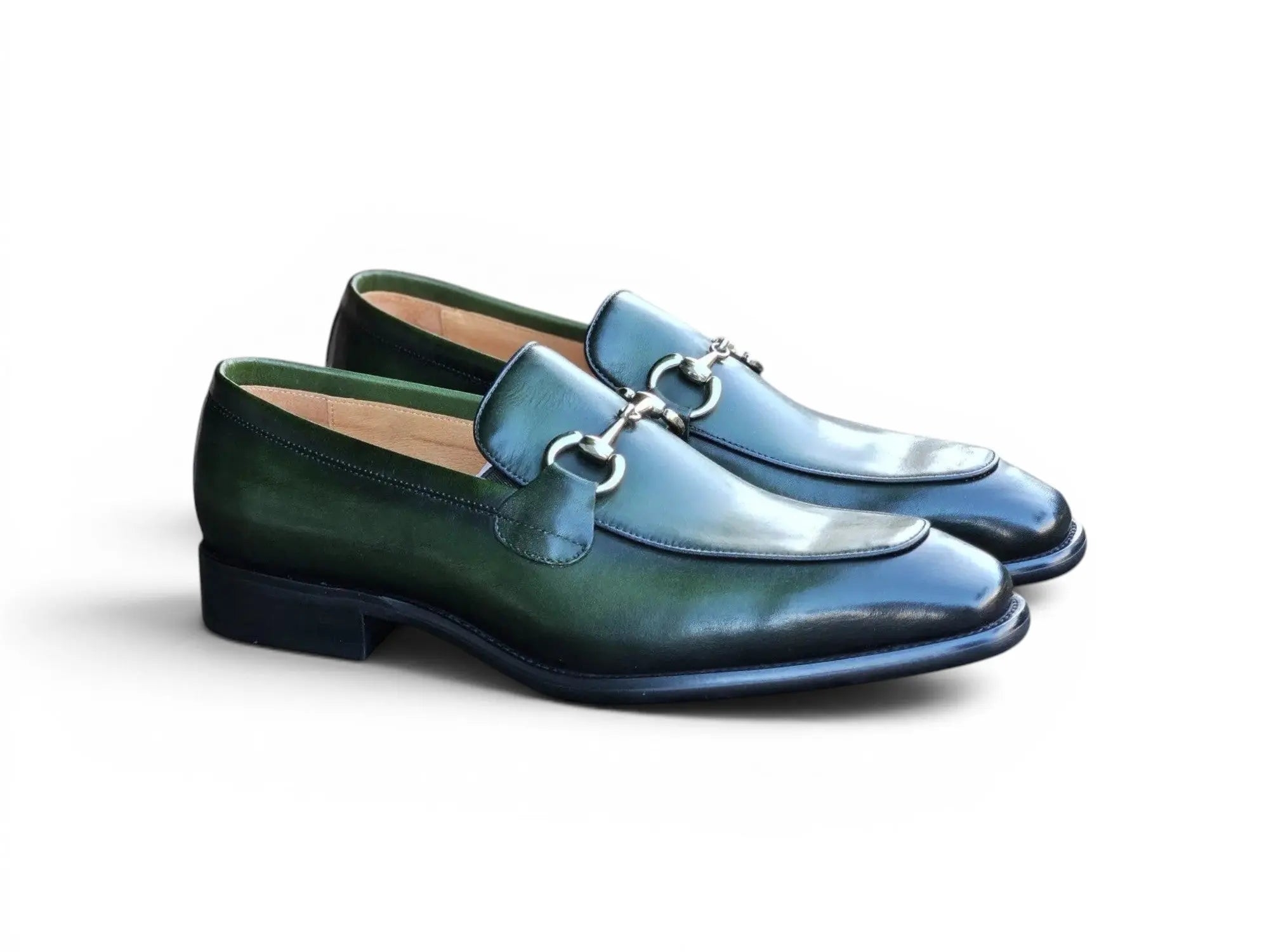 Burnished Calfskin Horsebit Loafer Carrucci Shoes Men's