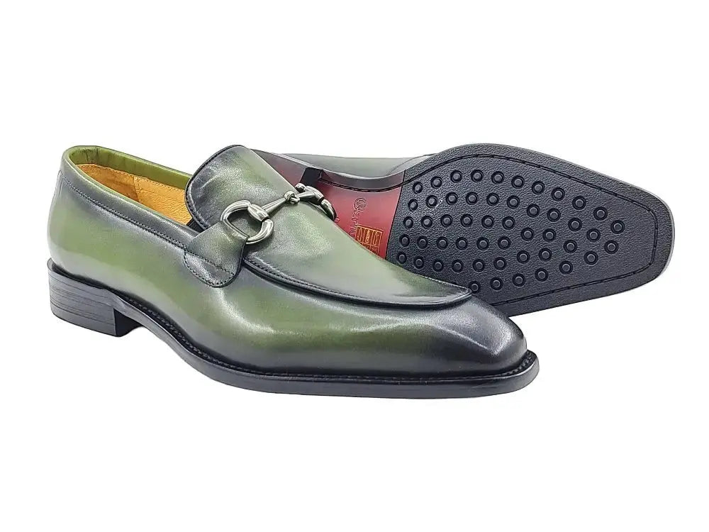 Burnished Calfskin Horsebit Loafer Carrucci Shoes Men's