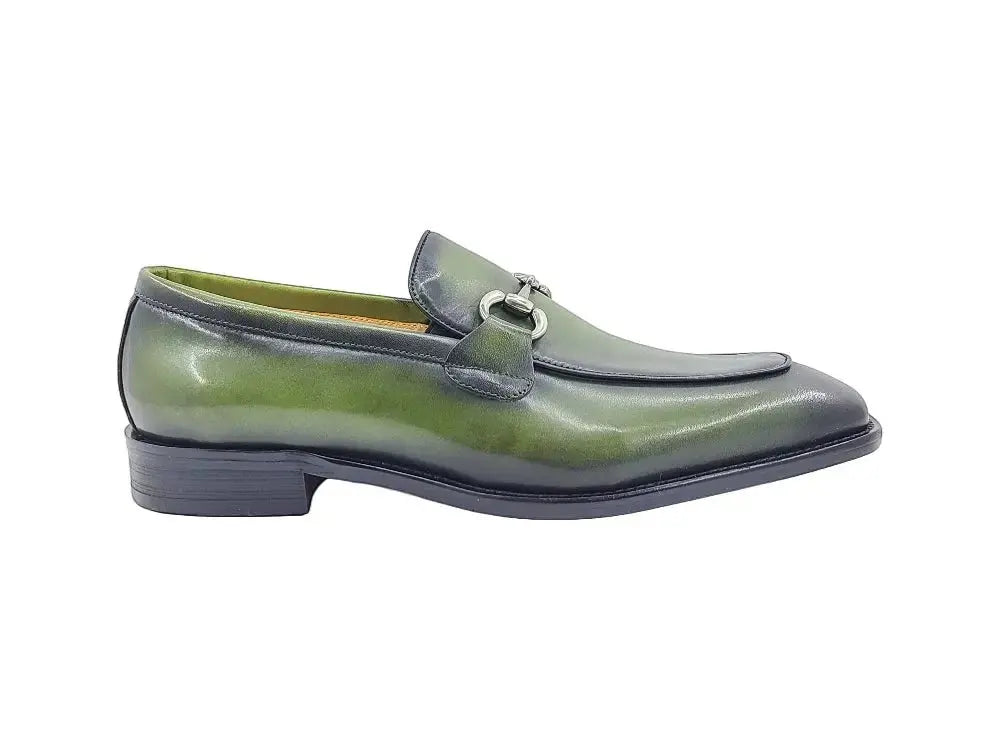 Burnished Calfskin Horsebit Loafer Carrucci Shoes Men's