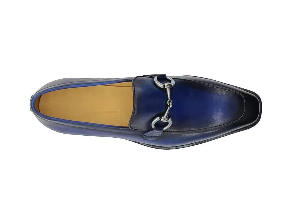 Burnished Calfskin Horsebit Loafer Carrucci Shoes Men's
