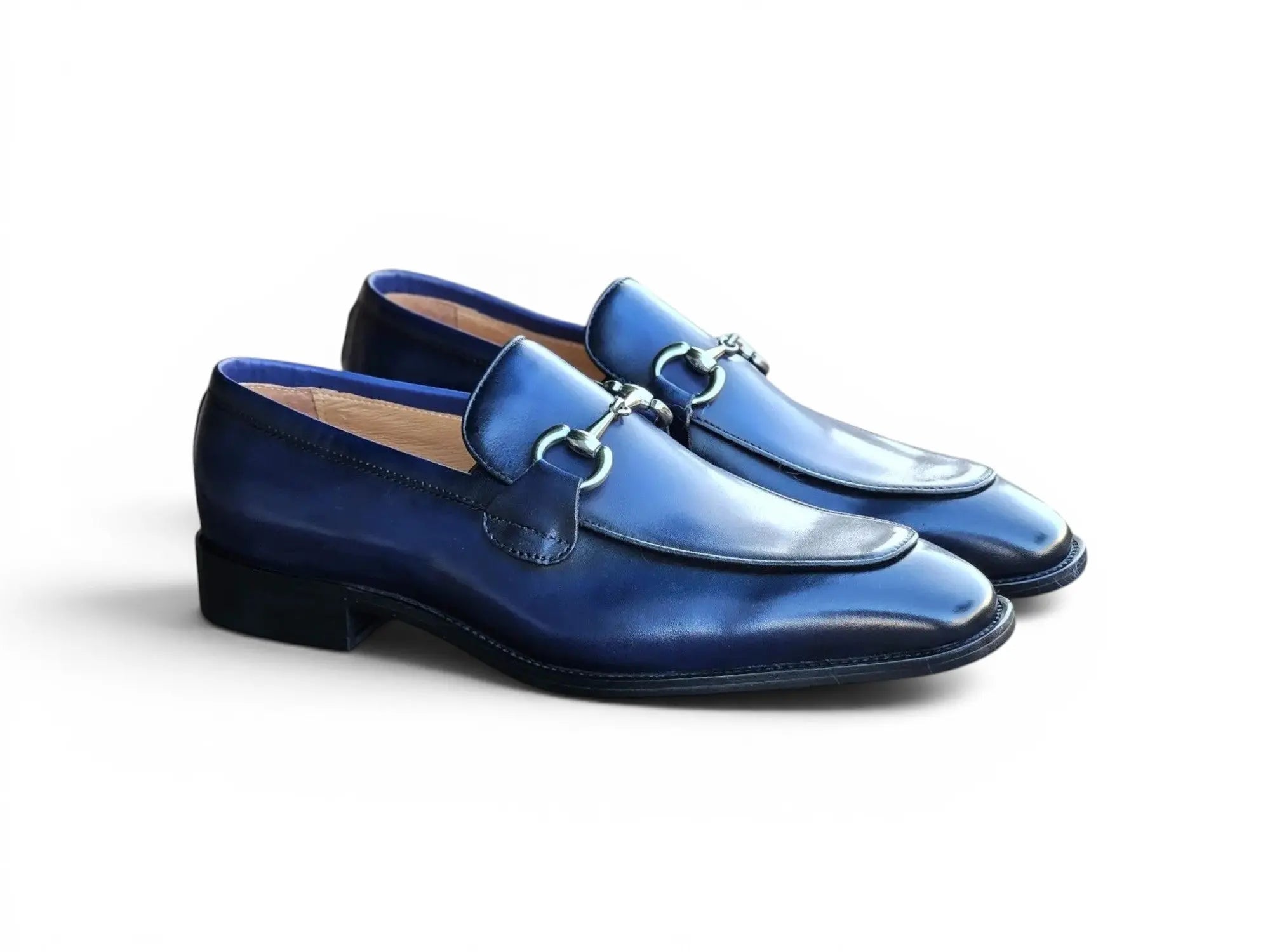 Burnished Calfskin Horsebit Loafer Carrucci Shoes Men's