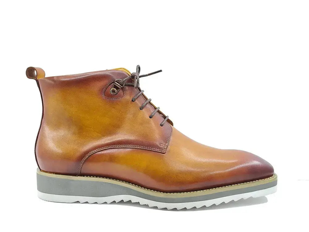 Carrucci Shoes KB Burnished Calfskin Lace Up Boot Patina Finish KB515 16 detail view