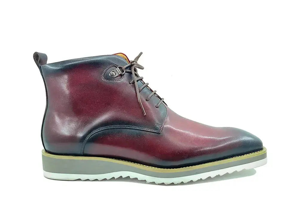 Carrucci Shoes KB Burnished Calfskin Lace Up Boot Patina Finish KB515 16 side view