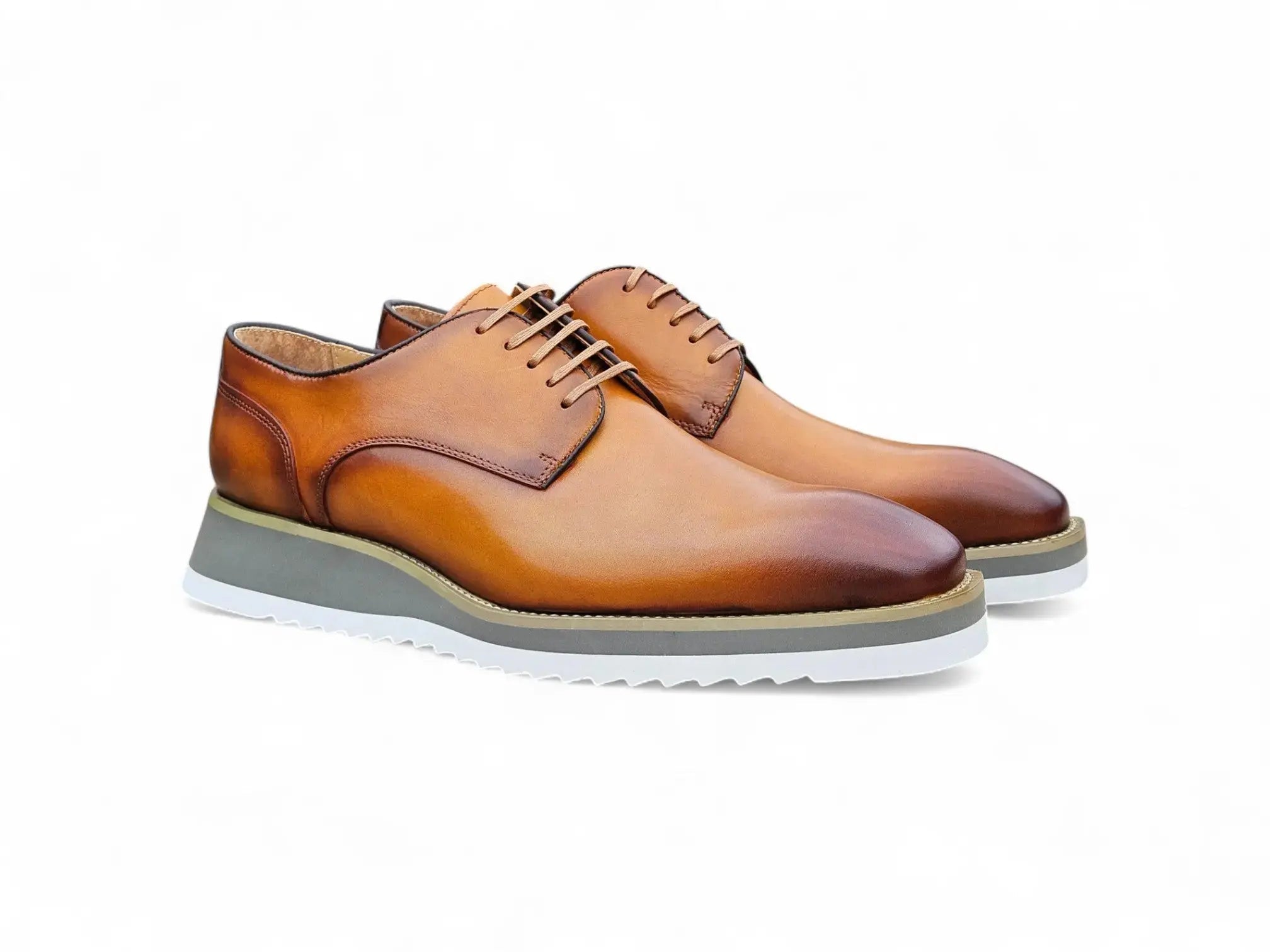 Carrucci Shoes Burnished Lace up Leather Derby Men's Leather KS515 26 front view