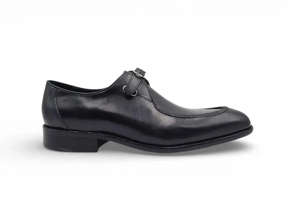Carrucci Shoes Ks Footwear Burnished Moc Toe Single Monk Loafer Leather Ks479 12 front view