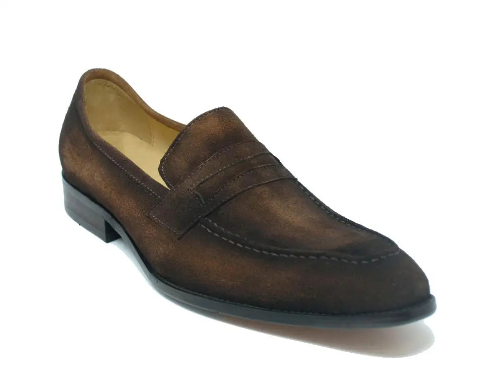 Carrucci Shoes Hand Burnished Suede Penny Loafer Men’s Suede detail view